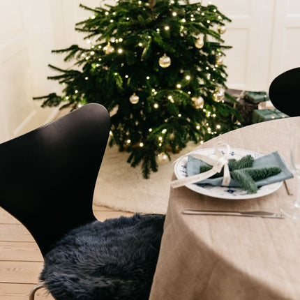 Sædehynde | Lammeskind | Langhåret | Ø34 cm Sort