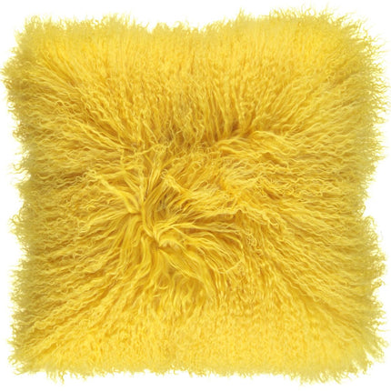 Lammeskindspude | Tibet | 40x40 cm Mørkegul