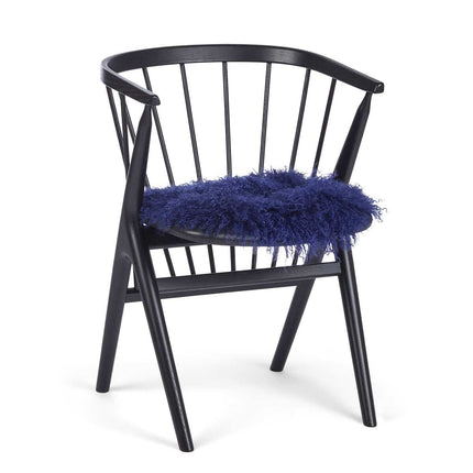 Sædehynde | Lammeskind | Langhåret | D38 cm Marineblå