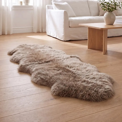 Merino Dobbelt Lammeskind | Langhåret | 170x60 cm Taupe