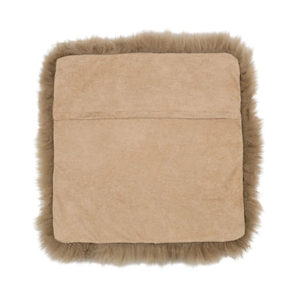 Lammeskindspude | Langhåret | Uden fyld | 50,5x50,5 cm Taupe