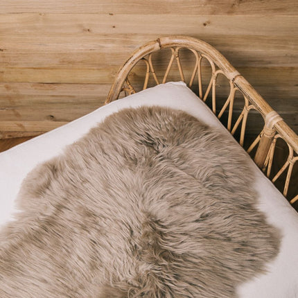 Merino Dobbelt Lammeskind | Langhåret | 170x60 cm Taupe
