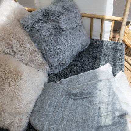 Uldtæppe | Mohair | 130x170 cm Lysegrå