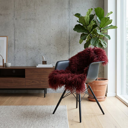 Lammeskind premium | Krøllet | Tibet | 85x50 cm Bordeaux