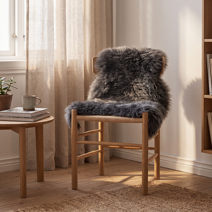 Lammeskind | New Zealand | 90 cm | Langhåret | Premium kvalitet Koksgrå
