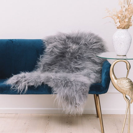 Islandsk Lammeskind | Indfarvet | 100 + cm Sølv