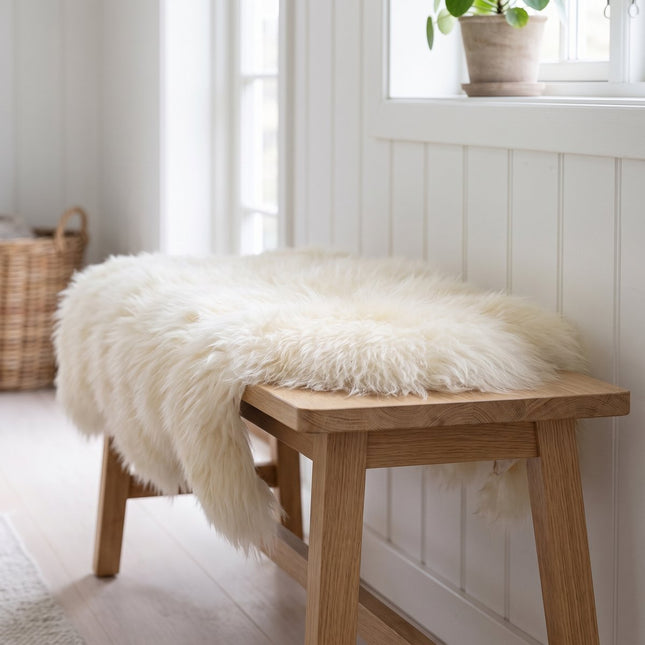 Islandsk lammeskind | Langhåret | Naturlige farver | 100-110 cm