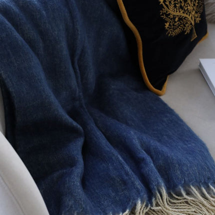 Uldplaid | Mohair | 130x170 cm Blågrå