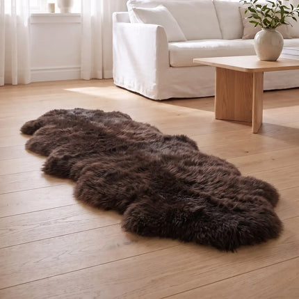 Merino Dobbelt Lammeskind | Langhåret | 170x60 cm Chokolade